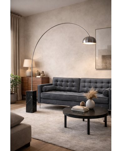 Sofá ARLES, 3 plazas, tejido velvet gris