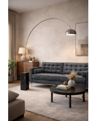 Sofá ARLES, 3 plazas, tejido velvet gris