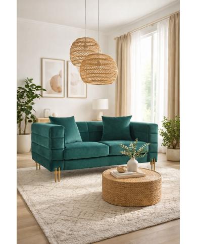 Sofá LARIOS, 2 plazas, tejido velvet verde agua 58