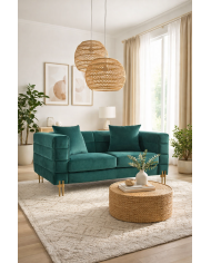 Sofá LARIOS, 2 plazas, tejido velvet verde agua 58