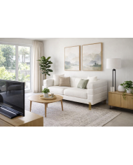 Sofá LARIOS, 2 plazas, tapizado similpiel blanca