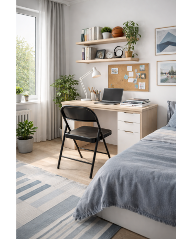 Silla TOSCANA, plegable, metal, negra