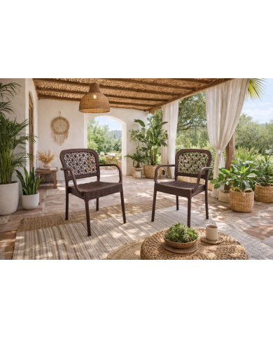 Sillón LATOJA, apilable, polipropileno marrón chocolate