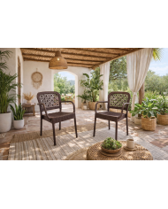 Sillón LATOJA, apilable, polipropileno marrón chocolate