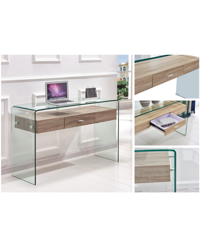 Consola MARILYN, madera, cristal, 120x40 cms