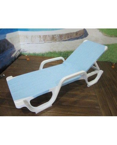 Tumbona COSTASOL, apilable, polipropileno blanco, tejido textilene azul aqua