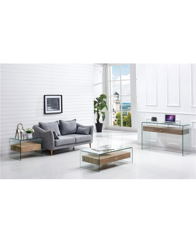 Mesa MARILYN, baja, madera, cristal, 110x55 cms