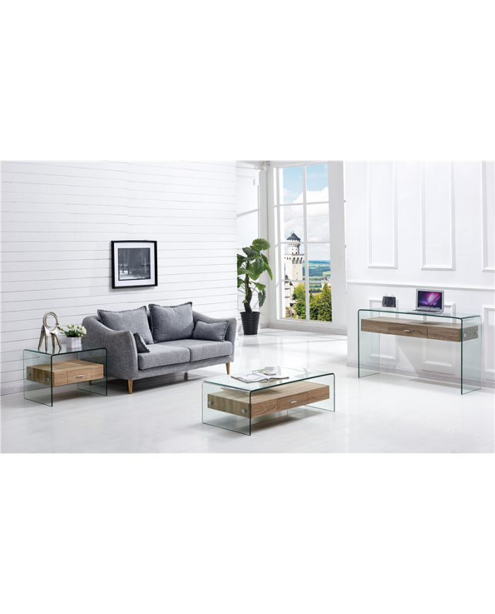 Mesa MARILYN, baja, madera, cristal, 110x55 cms