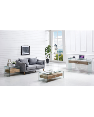 Mesa MARILYN, baja, madera, cristal, 110x55 cms