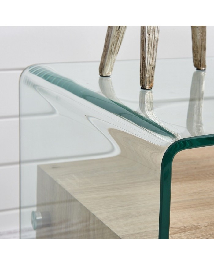 Mesa MARILYN, baja, madera, cristal, 50x50 cms