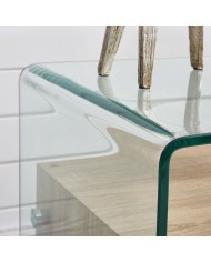 Mesa MARILYN, baja, madera, cristal, 50x50 cms