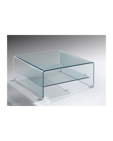 Mesa DREW, baja, cristal curvado, 60x60 cms