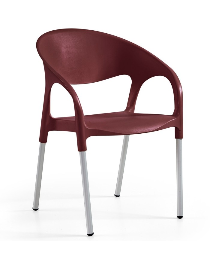 Sillón MOON, aluminio, polipropileno burdeos*