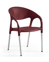 Sillón MOON, aluminio, polipropileno burdeos*