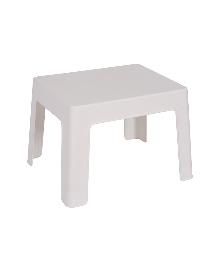 Mesa CARY, baja, apilable, polipropileno blanco.