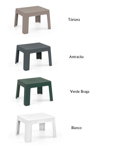 Mesa CARY, baja, apilable, polipropileno blanco.