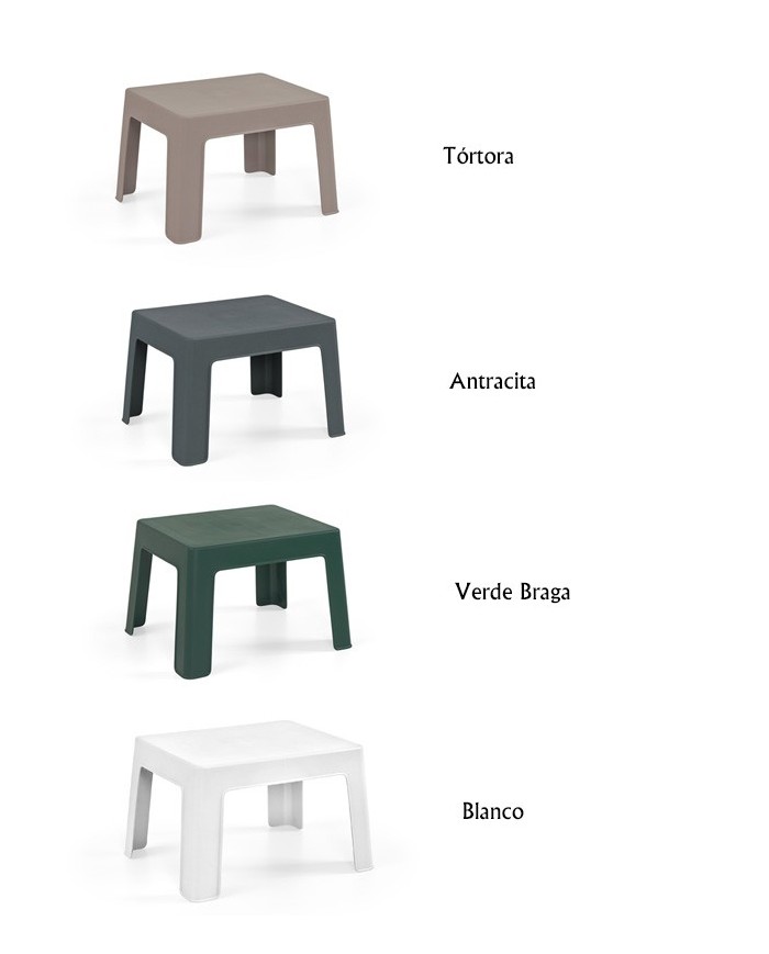 Mesa CARY, baja, apilable, polipropileno blanco.
