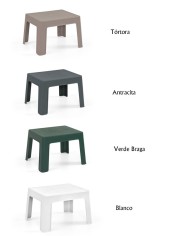 Mesa CARY, baja, apilable, polipropileno blanco.