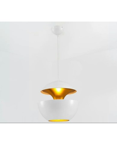 Lámpara URSULA, colgante, metal, blanco-dorado