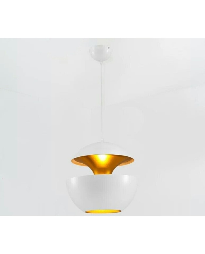 Lámpara URSULA, colgante, metal, blanco-dorado