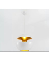 Lámpara URSULA, colgante, metal, blanco-dorado