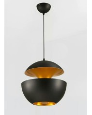 Lámpara URSULA, colgante, metal, negro-dorado