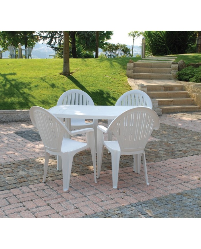 Sillón VITO, monoblock, apilable, blanco