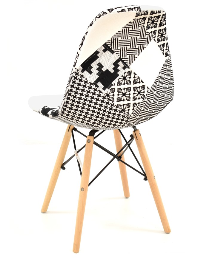 Silla STAR, madera, tejido patchwork combi bgn