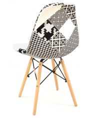 Silla STAR, madera, tejido patchwork combi bgn
