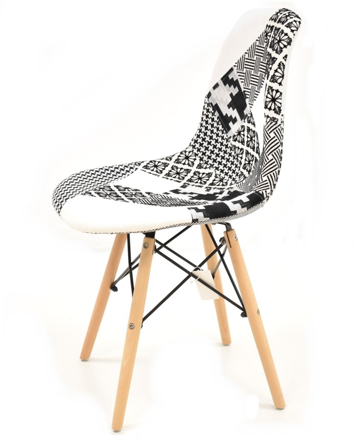 Silla STAR, madera, tejido patchwork combi bgn