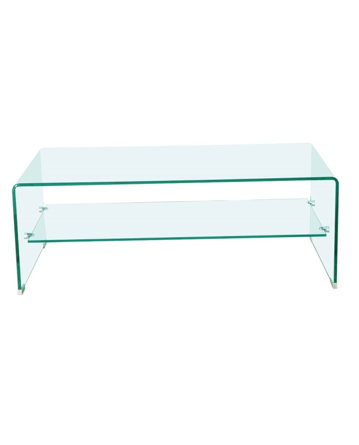 Mesa CHALLENGER, baja, cristal curvado, 110x55 cms